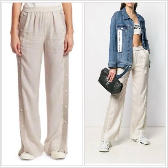 Artica Arbox Wide Leg Snap Closure Pants - Beige - US Size S Made In Italy READ - Picture 1 of 16